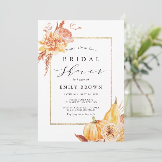 Rustikales Fall Wasserfarbenes Brautparty Einladung (Stehend Vorderseite)