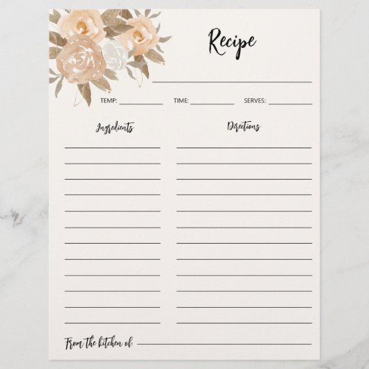 Rustikales Fallen Blumenrezept Papier (Vorne)