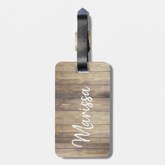 Rustikales Familienfoto Collage & Imitate Holz | M Gepäckanhänger (Rückseite vertikal)