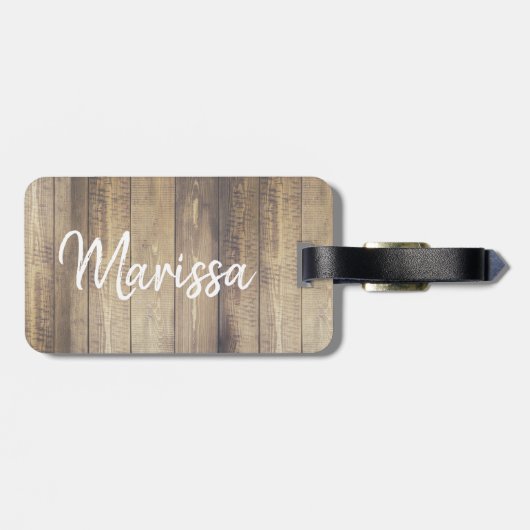 Rustikales Familienfoto Collage & Imitate Holz | M Gepäckanhänger (Rückseite horizontal)