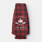 Rustikales Familienhaus Bäume Red Buffalo Kariert Flaschenkühler (Vorderseite)
