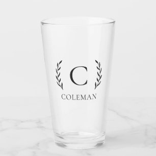 Rustikales Familienmonogramm Botanische Blätter Bi Glas