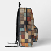 Rustikales farbenfrohes Holzblockmuster Bedruckter Rucksack (Links)