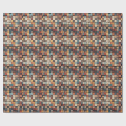 Rustikales farbenfrohes Holzblockmuster Geschenkpapier (Flach)