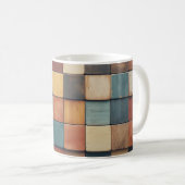 Rustikales farbenfrohes Holzblockmuster Kaffeetasse (VorderseiteRechts)
