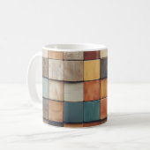 Rustikales farbenfrohes Holzblockmuster Kaffeetasse (Vorderseite Links)