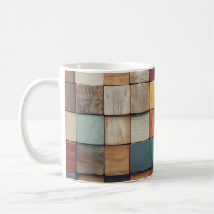 Rustikales farbenfrohes Holzblockmuster Kaffeetasse