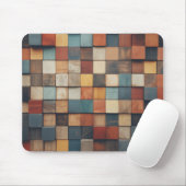 Rustikales farbenfrohes Holzblockmuster Mousepad (Mit Mouse)