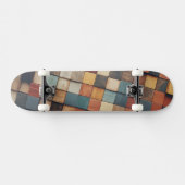 Rustikales farbenfrohes Holzblockmuster Skateboard (Horizontal)