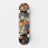 Rustikales farbenfrohes Holzblockmuster Skateboard (Vorderseite)
