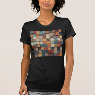 Rustikales farbenfrohes Holzblockmuster T-Shirt