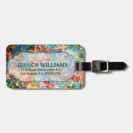 Rustikales farbiges Muster Gepäckanhänger (Vorderseite horizontal)