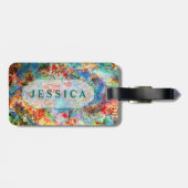 Rustikales farbiges Muster Gepäckanhänger (Rückseite horizontal)