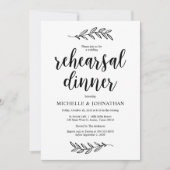 Rustikales Farm Black Script, Hochzeit Probe Dinne Einladung (Vorderseite)