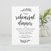 Rustikales Farm Black Script, Hochzeit Probe Dinne Einladung (Stehend Vorderseite)