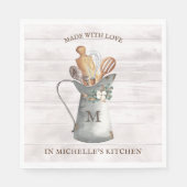 Rustikales Farmhouse Namenspapier Serviette (Vorderseite)