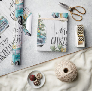 Rustikales Farmhouse Truck Weihnachtswrapping Papi Geschenkpapier