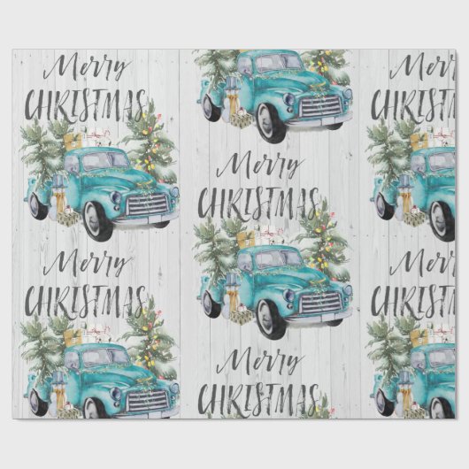 Rustikales Farmhouse Truck Weihnachtswrapping Papi Geschenkpapier (Flach)