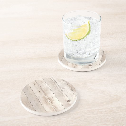 Rustikales Faux Cream White Wood Getränkeuntersetzer (Seite)