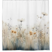 Rustikales Feld der Wildblumen Aquarell Duschvorhang (Vorderseite)