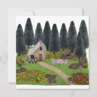 Rustikales Ferienhaus im Wald Feiertagskarte