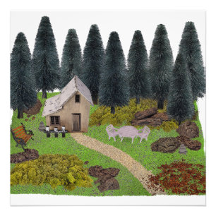 Rustikales Ferienhaus im Wald Fotodruck