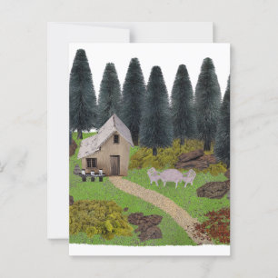 Rustikales Ferienhaus im Wald Postkarte