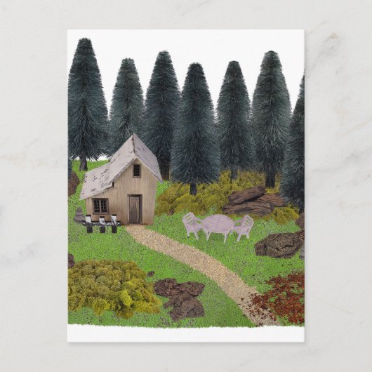 Rustikales Ferienhaus im Wald Postkarte (Vorderseite)