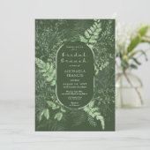 Rustikales Fern Green Foliage Emerald Bridal Brunc Einladung (Stehend Vorderseite)