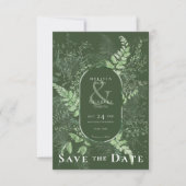 Rustikales Fern Green Foliage Emerald Green Save The Date (Vorderseite)
