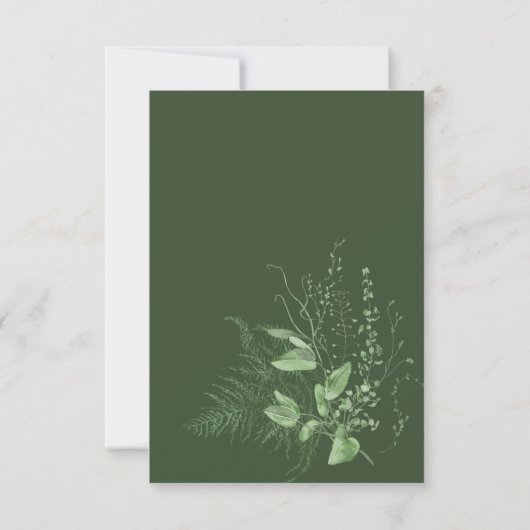 Rustikales Fern Green Foliage Emerald Green Save The Date (Rückseite)