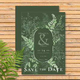 Rustikales Fern Green Foliage Emerald Green Save The Date