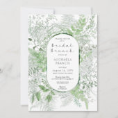 Rustikales Fern Green Foliage White Bridal Brunch Einladung (Vorderseite)