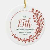 Rustikales Fern Personalisiert 15. Weihnachten Ver Keramik Ornament (Vorne)