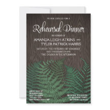 Rustikales Fern Wedding Probe Dinner Einladung
