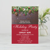Rustikales festes Rotes Unternehmen Feiertag Weihn Einladung (Stehend Vorderseite)