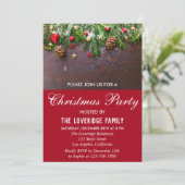 Rustikales festliches Rotes Party Einladung (Stehend Vorderseite)