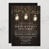 Rustikales Feuerwerk + Weinberg Einladung Hochzeit (Vorne/Hinten)