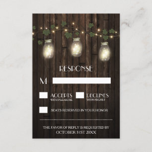 Rustikales Feuerwerk + Weinberg Hochzeitskarten RS RSVP Karte