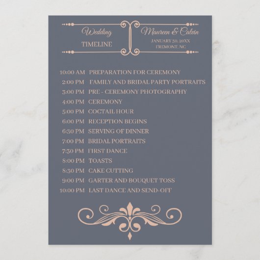 Rustikales Filigree, Hochzeitzeitzeitschrift Programm (Vorderseite)