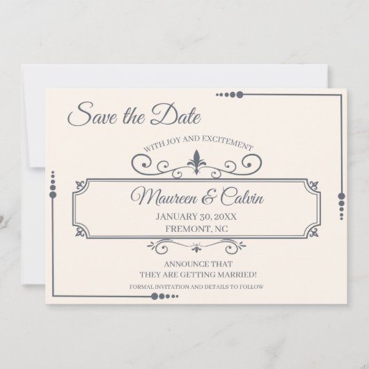 Rustikales Filigree, Save the Date Einladung (Vorderseite)