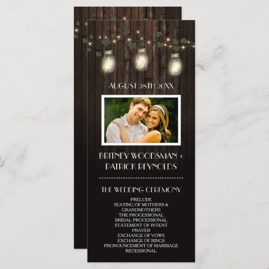 Rustikales Firefly + Weinberg Hochzeiten Programm (Vorne/Hinten)