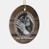Rustikales First Christmas Custom Foto Ornament (Rechts)