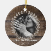 Rustikales First Christmas Custom Foto Ornament (Vorne)