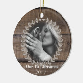 Rustikales First Christmas Custom Foto Ornament (Links)