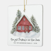 Rustikales First Christmas New Zuhause Woodland Keramikornament (Links)