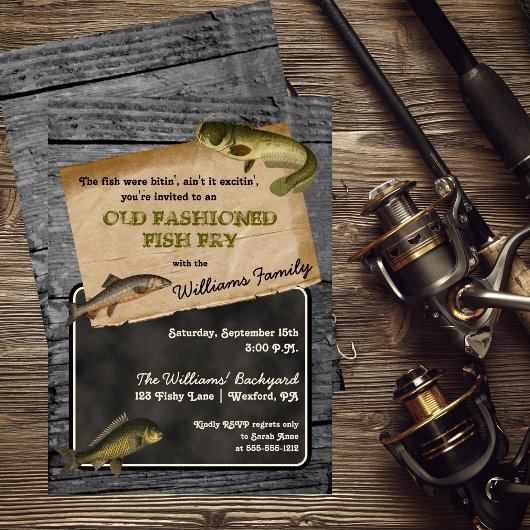 Rustikales Fischbraten-Backhofkochtopf Picnisch Einladung