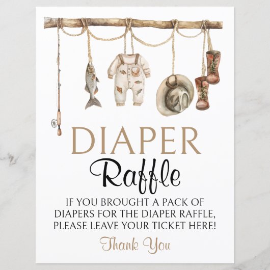 Rustikales Fischen Windelrumpf Schild 8x10 (Vorderseite)