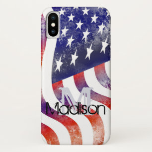 Rustikales Flag USA Monogramm Initialname Case-Mate iPhone Hülle
