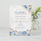 Rustikales Flannel and Friends Erntedank Party Einladung (Stehend Vorderseite)